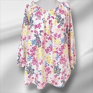 Style&Co Off The Shoulder Elastic Neck&Sleeves Floral Top NWT SM Colorful